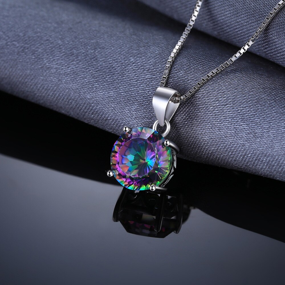 JewelryPalace 4.8ct Natural Mystic Quartz 925 Sterling Silver Pendant Necklace for Woman Trendy Party Gift No Chain New Arrival