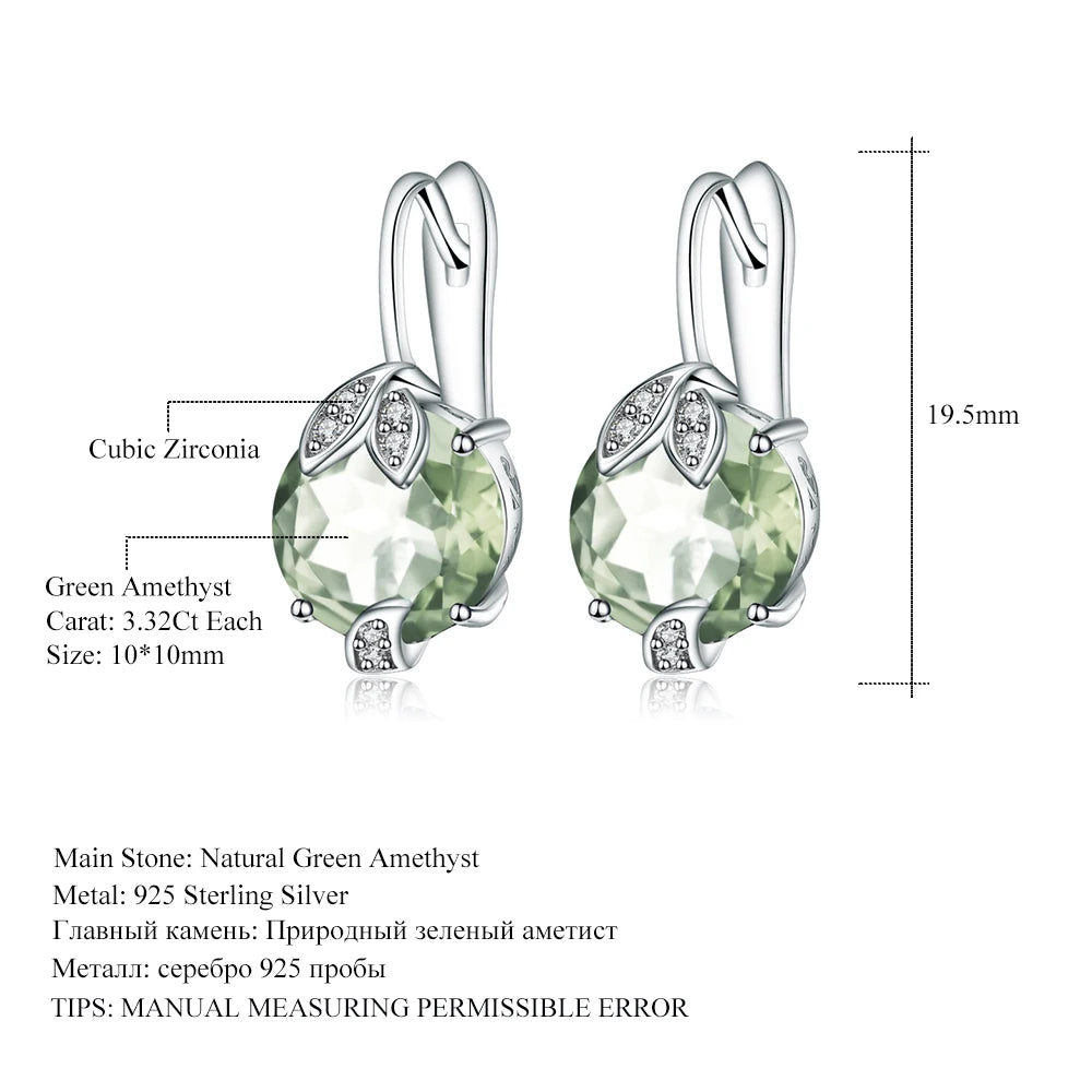 GEM'S BALLET 925 Sterling Silver 6.65Ct Natural Green Amethyst Prasiolite Engagement Stud Earrings for Women Fine Jewelry
