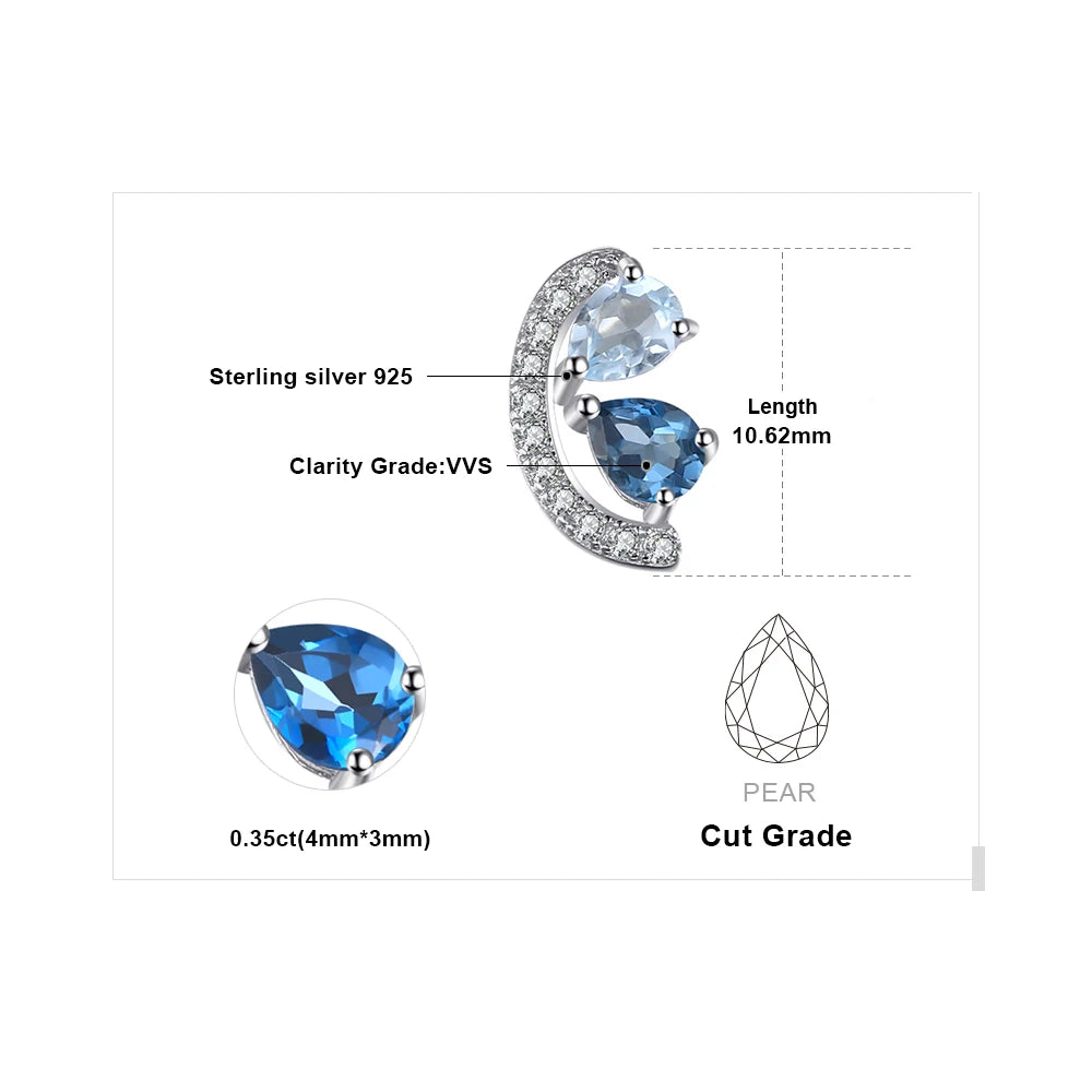 JewelryPalace Pear Natural Sky London Blue Topaz 925 Sterling Silver Stud Earrings for Woman Statement Fashion Gemstone Jewelry