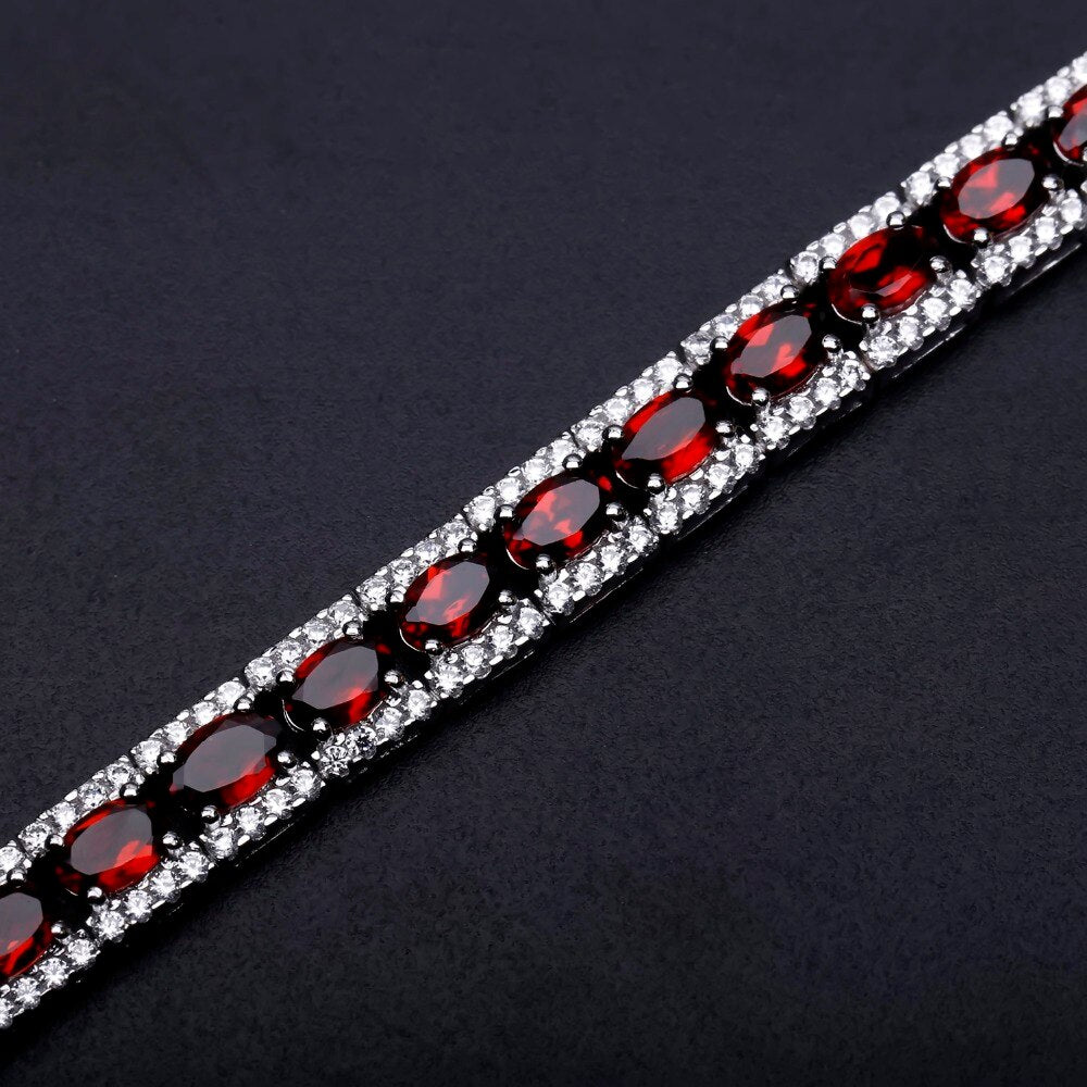 GEM&#39;S BALLET 0.6Ct Natural Garnet Gemstone 925 Sterling Silver Vintage Bracelets&amp;bangles For Women Wedding Engagement Jewelry