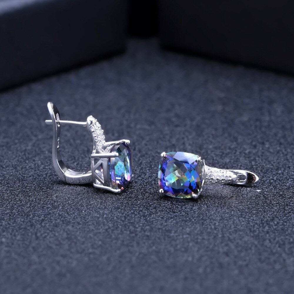 GEM'S BALLET 7.33Ct Natural Blueish Mystic Quartz 925 Sterling Silver Vintge Gemstone Stud Earrings for Women Fine Jewelry