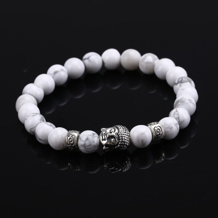 Tiger Eye Lava Stone Bead Buddha Bracelet Jewelry Yoga Prayer Bracelets Men Women Mujer Pulseras Fashion Jewelry white