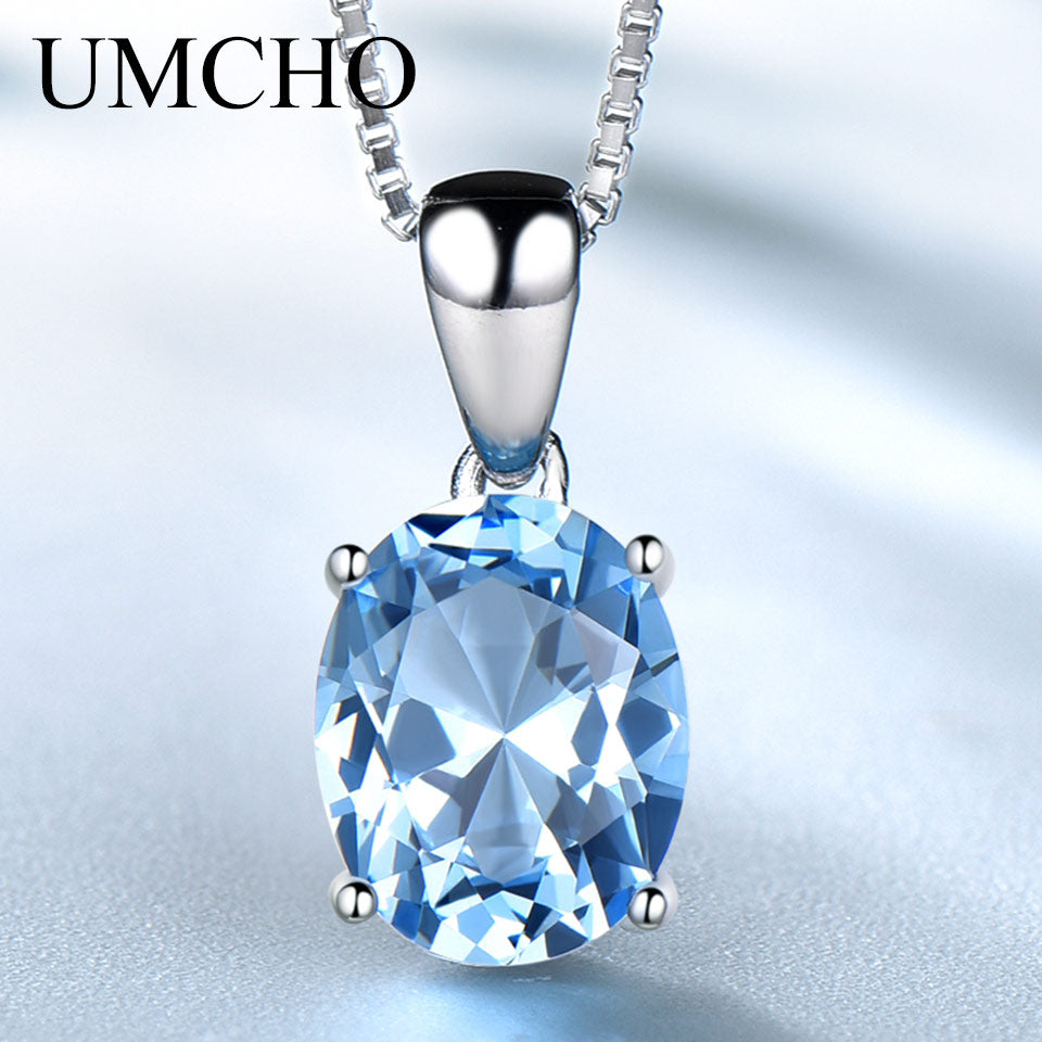 UMCHO Oval Cut Green Emerald Engagement Pendants Necklaces for Women Halo May Birthstone Jewelry Dainty Bridal Wedding Pendant topaz