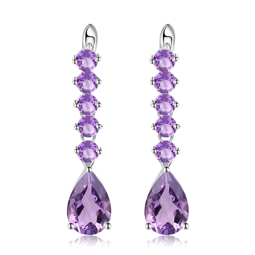 Gem's Ballet 8.91Ct Natural Amethyst Vintage Long Earrings 925 Sterling Silver Gemstone Drop Earrings For Women Fine Jewelry