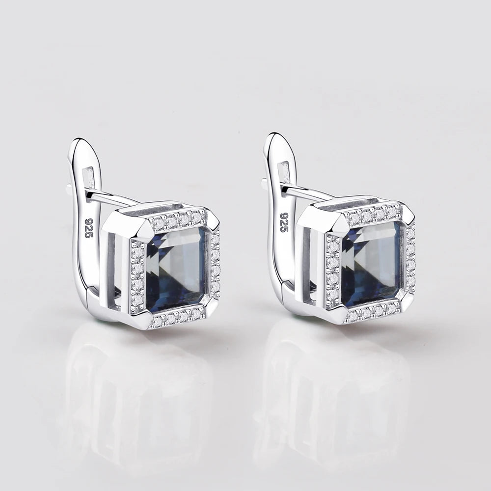 Gem's Ballet 3.77Ct Natural Iolite Blue Mystic Quartz Gemstone Clip Earrings 925 Sterling Silver Fine Jewelry For Women