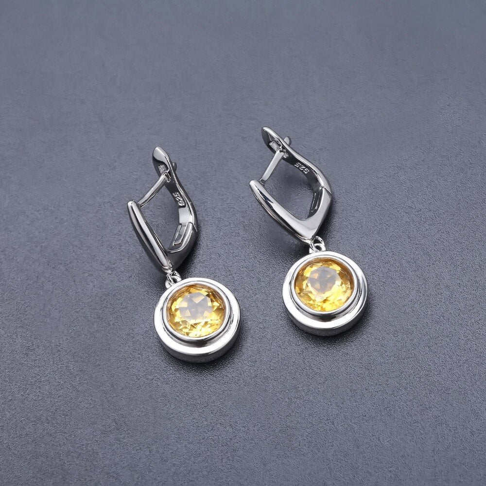 GEM&#39;S BALLET 925 Sterling Silver Earrings 4.02Ct Natural Yellow Citrine Drop Earrings For Women Bijoux Brincos Fine Jewelry