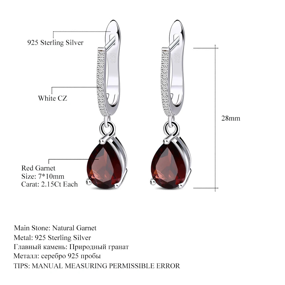 Gem's Ballet 4.31Ct Natural Red Garnet Drop Earrings Solid 925 Sterling Silver Fine Jewelry For Women Gemstone Earrings