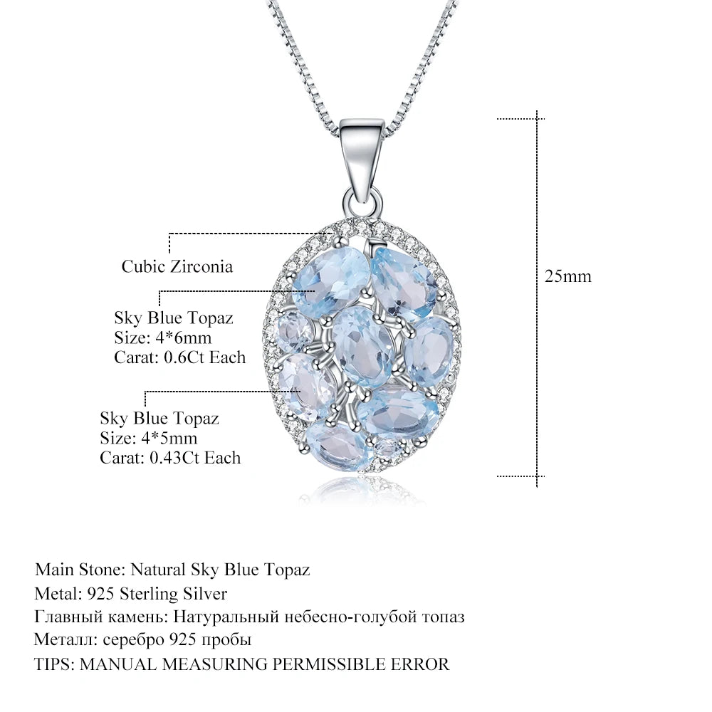 GEM'S BALLET 3.90Ct Natural Sky Blue Topaz Gemstone Elegant Pendant Necklace for Women Fine Jewelry 925 Sterling Silver Collier