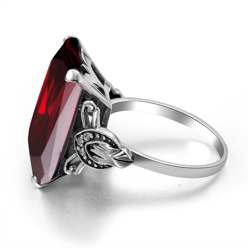 Szjinao Real 925 Sterling Silver Women Ring Garnet Vintage Square Gemstone Autrichien Edward Antique 2020 Jewelry Grosses Bagues