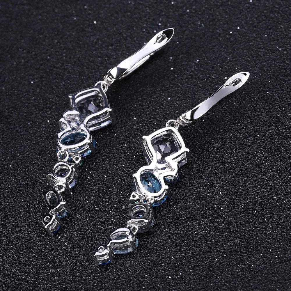 GEM'S BALLET Natural Mystic Quartz Topaz Drop Earrings 925 Sterling Silver Handmade Modern Irregular Earrings for Women Brincos