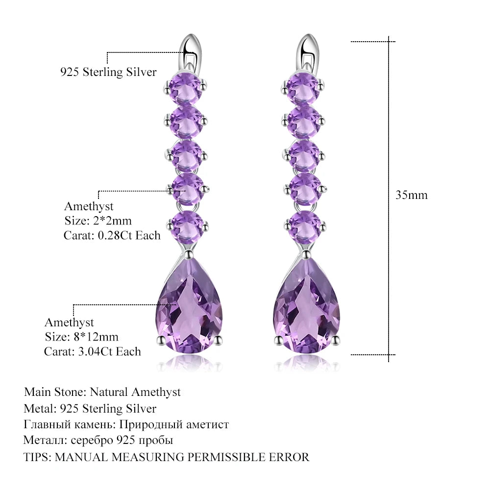 Gem's Ballet 8.91Ct Natural Amethyst Vintage Long Earrings 925 Sterling Silver Gemstone Drop Earrings For Women Fine Jewelry