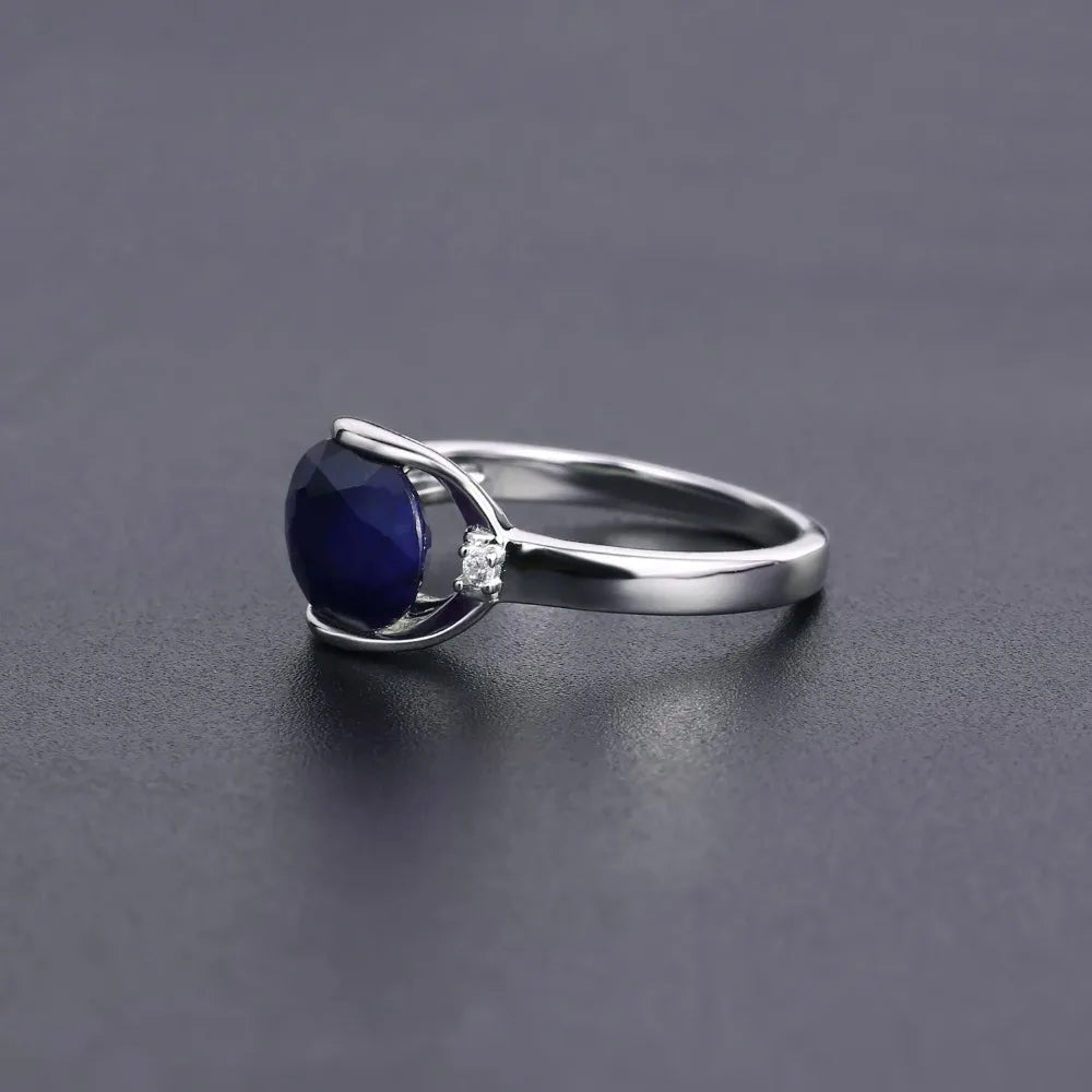 GEM'S BALLET Natural Blue Sapphire Gemstone Ring Earrings Jewelry Set For Women 925 Sterling Silver Gorgeou Engagement Jewelry