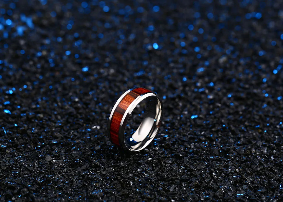 Beier 316L Stainless Steel minimalist red wood men and women wedding ring carve dragon pattern high quality jewelry LLBR-R077R