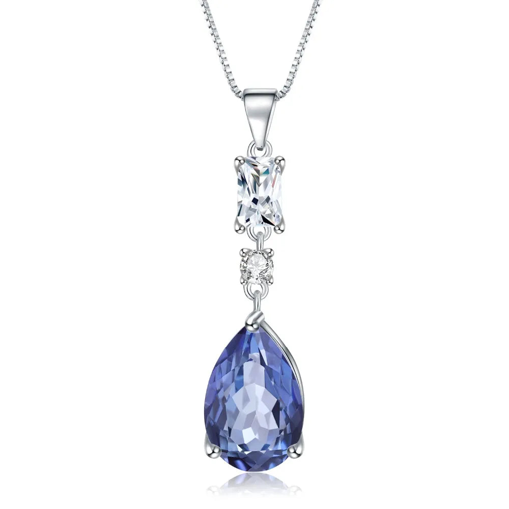 GEM'S BALLET 3.78Ct Natural Iolite Blue Mystic Quartz 925 Sterling Silver Pear Shape Classic Pendant Necklace for Women Jewelry Default Title