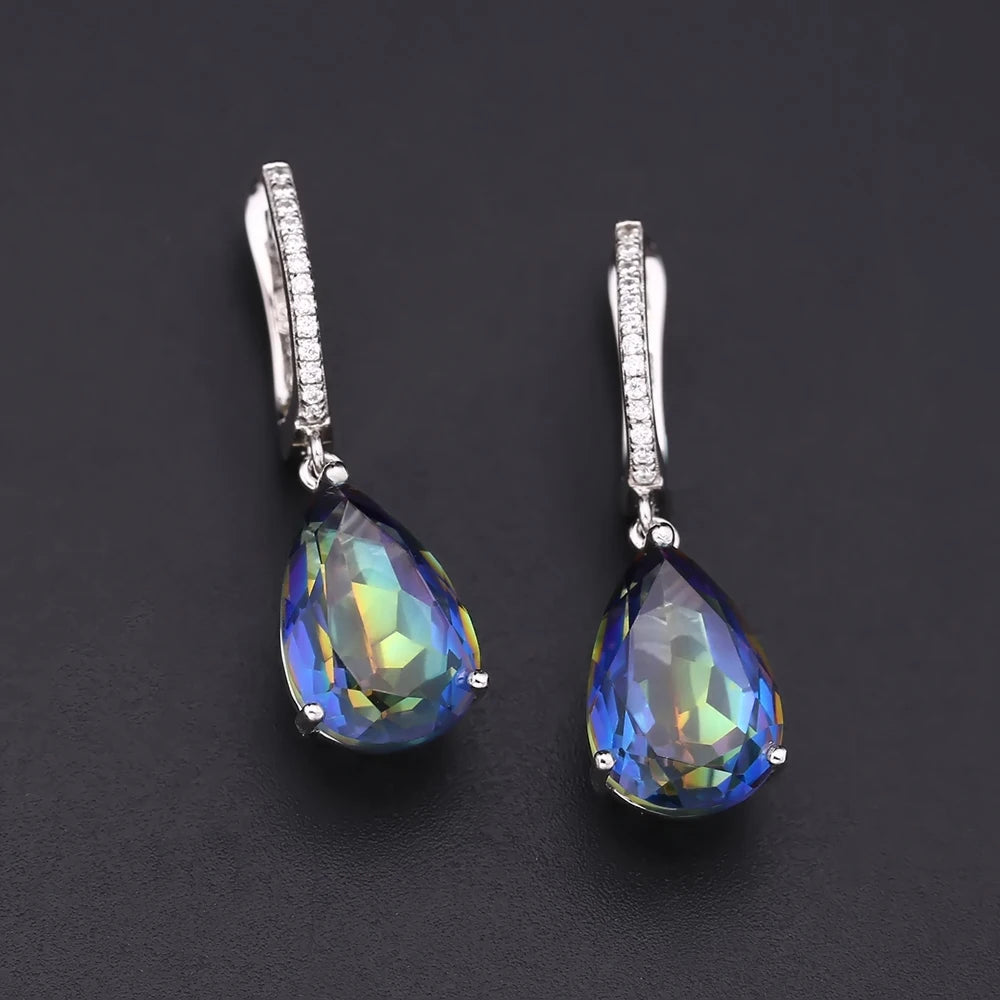 GEM'S BALLET 10.44Ct Natural Rainbow Mystic Quartz Gemstone Earrings 925 Sterling Silver Drop For Women Fine Jewelry