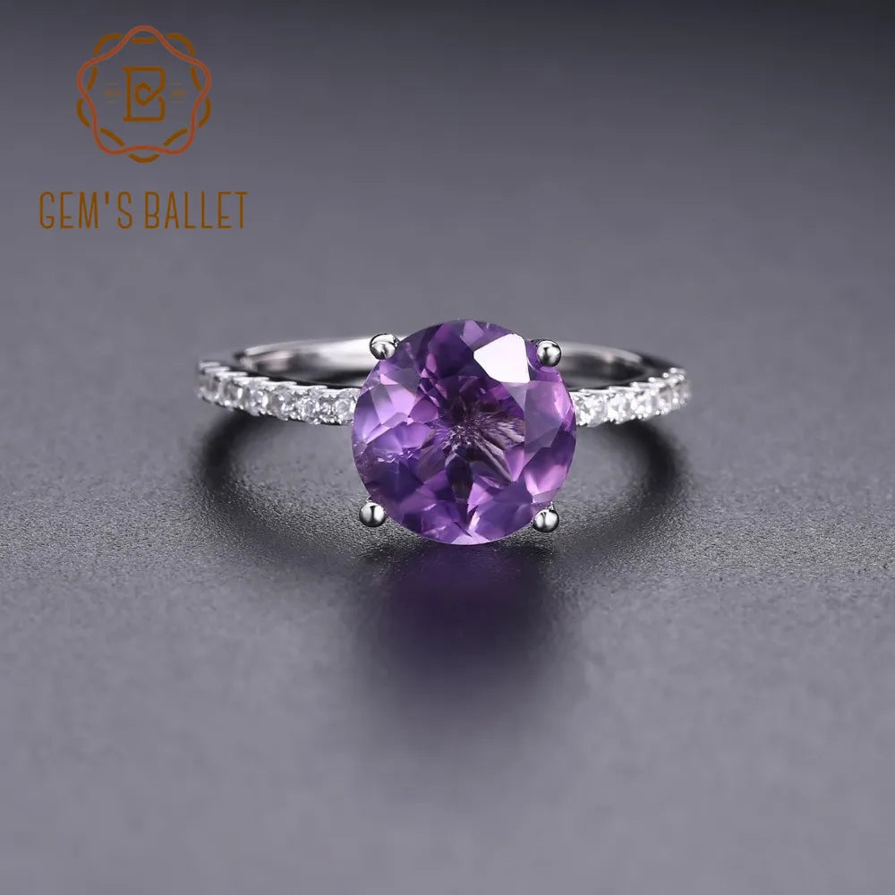 Gem's Ballet Purple Vintage Wedding Rings For Women Fine Jewelry 2.66Ct Natural Amethyst Gemstone Ring 925 Sterling Silver