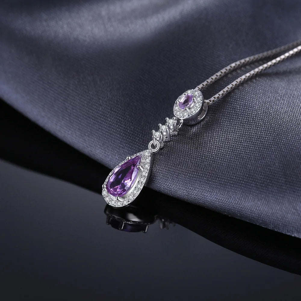 JewelryPalace 2ct Created Alexandrite Sapphire 925 Sterling Silver Fashion Drop Pendant Necklace for Woman Fine Jewelry No Chain