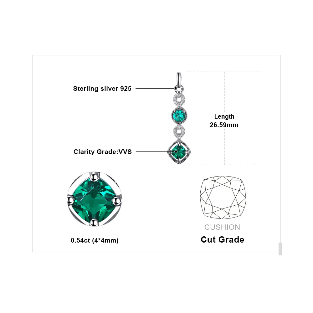JewelryPalace Nano Created Emerald 925 Sterling Silver Drop Earrings for Woman Fashion Party Gift Trendy Fine Jewelry Accessory