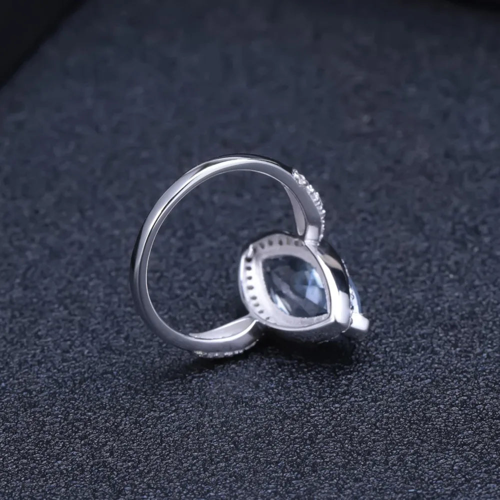 GEM'S BALLET 4.11Ct Marquise Solid Natural Iolite Blue Mystic Quartz Rings 925 Sterling Silver Fine Ring for Women Jewelry Gift