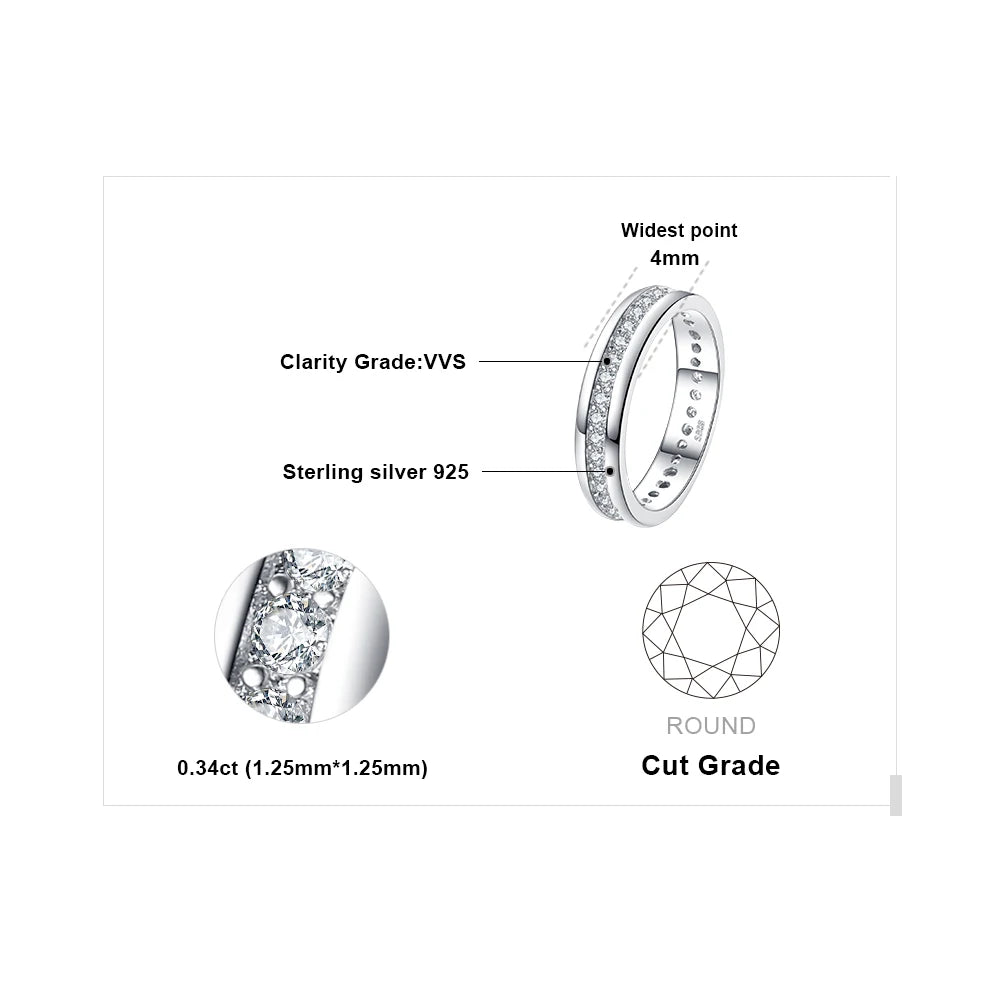JewelryPalace Solid 925 Sterling Silver Wedding Engagement Ring for Woman AAAAA CZ Simulated Diamond Band Ring Luxury Jewelry