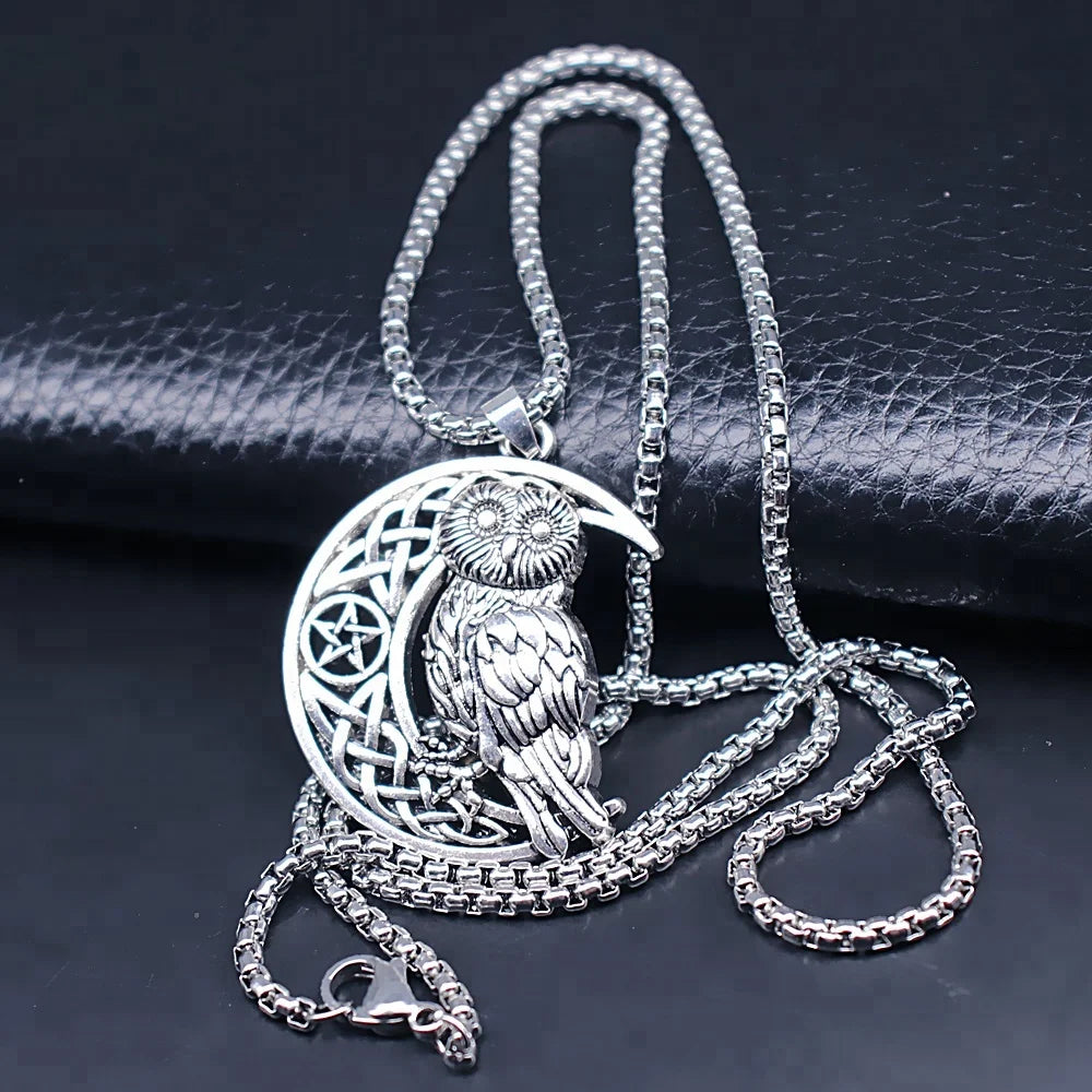 Fashion Vintage Styles Antique Silver Plated Wiccan Owl Necklaces Amulet Jewelry Custom