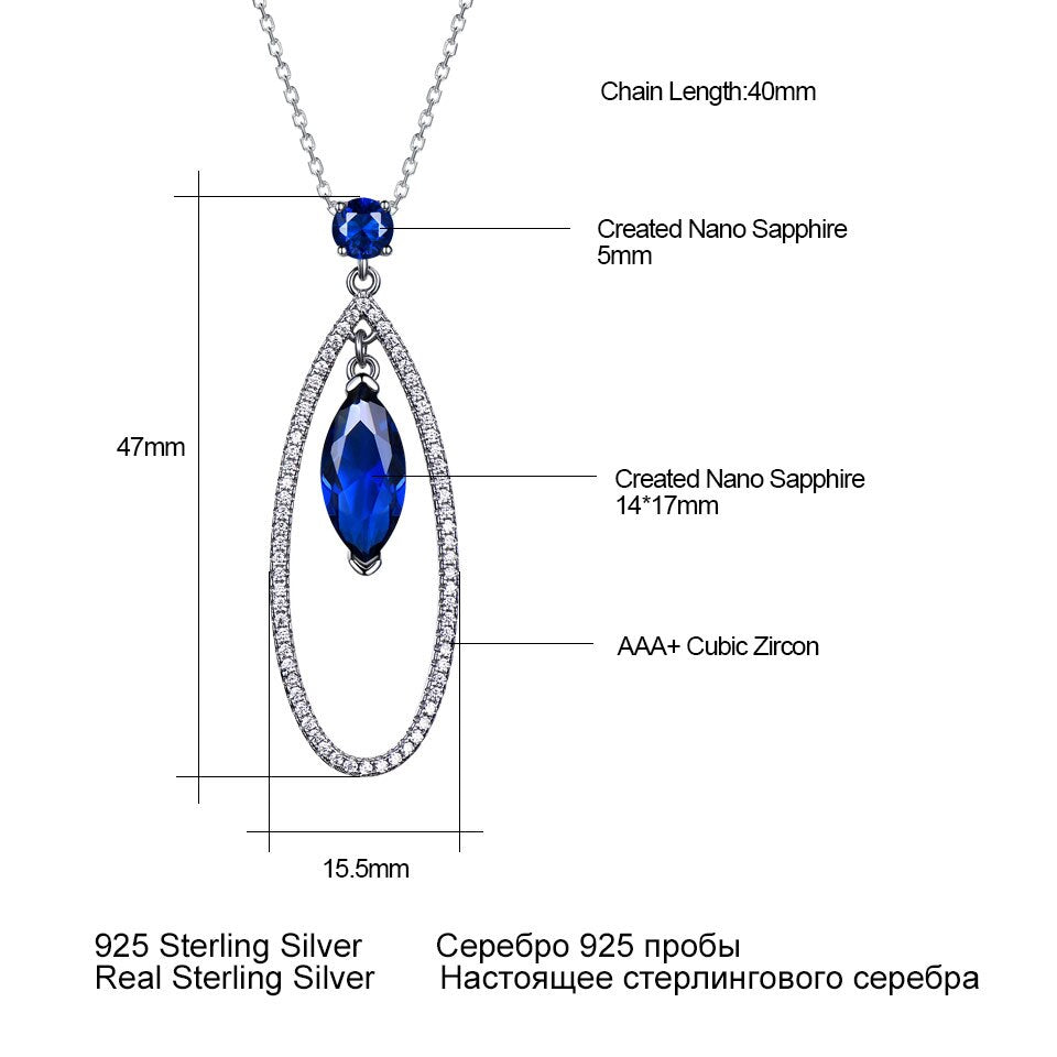 UMCHO 925 Sterling Silver Jewelry Sets Elegant Blue Sapphire Pendant Necklace Drop Earrings For Women Wedding Christmas Gift New