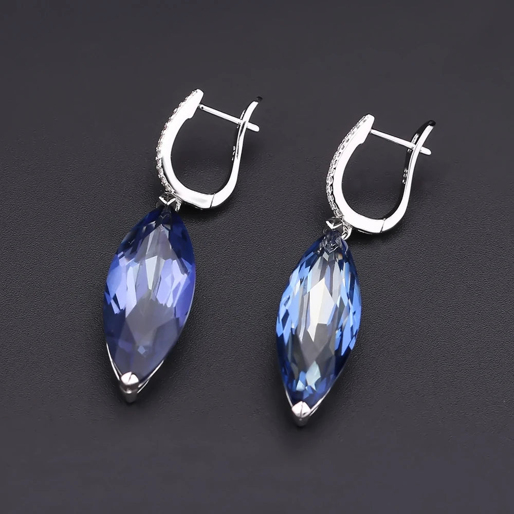 Gem's Ballet 22.9Ct Marquise Natural Iolite Blue Mystic Quartz Drop Earrings 925 Sterling Silver Earrings For Women Fine Jewelry