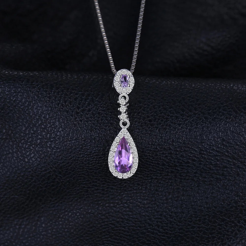 JewelryPalace 2ct Created Alexandrite Sapphire 925 Sterling Silver Fashion Drop Pendant Necklace for Woman Fine Jewelry No Chain