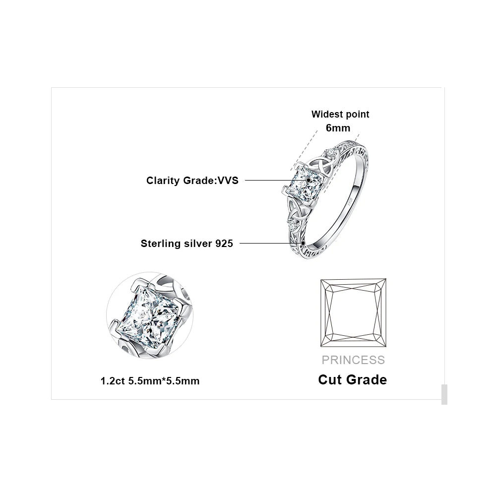 JewelryPalace 925 Sterling Silver Engagement Ring for Woman Celtic 5A CZ Simulated Diamond Ring