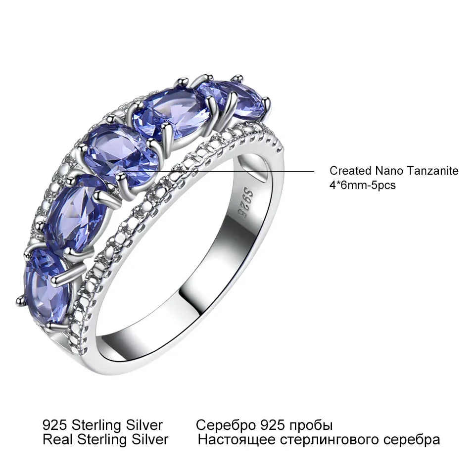 UMCHO 3.0ct Blue Sapphire Tanzanite Rings For Women Engagement Fine Jewelry Genuine Solid 925 Sterling Silver Ring Fine Jewelry