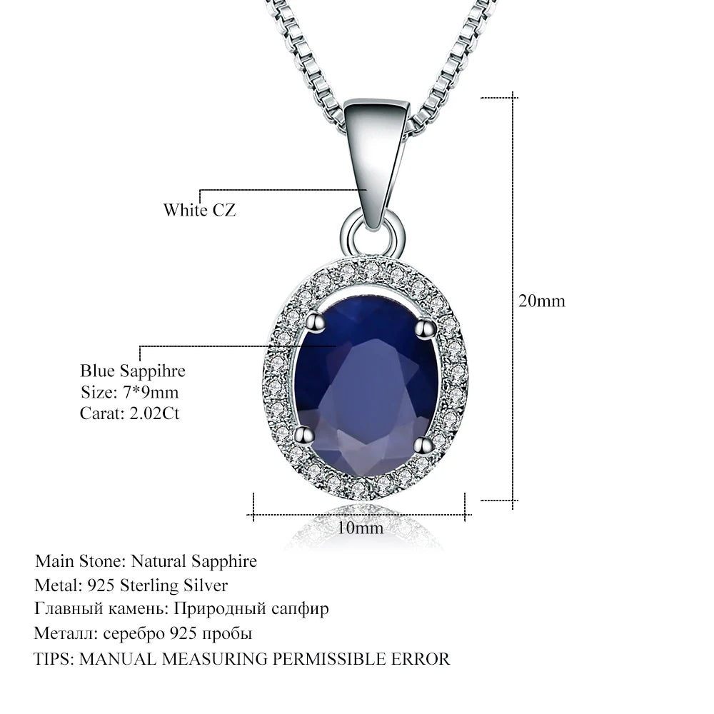 Gem's Ballet Natural Natural Blue Sapphire Real 585 14K 10K 18K Gold 925 Silver Pendant Necklace For Women Necklace Jewelry