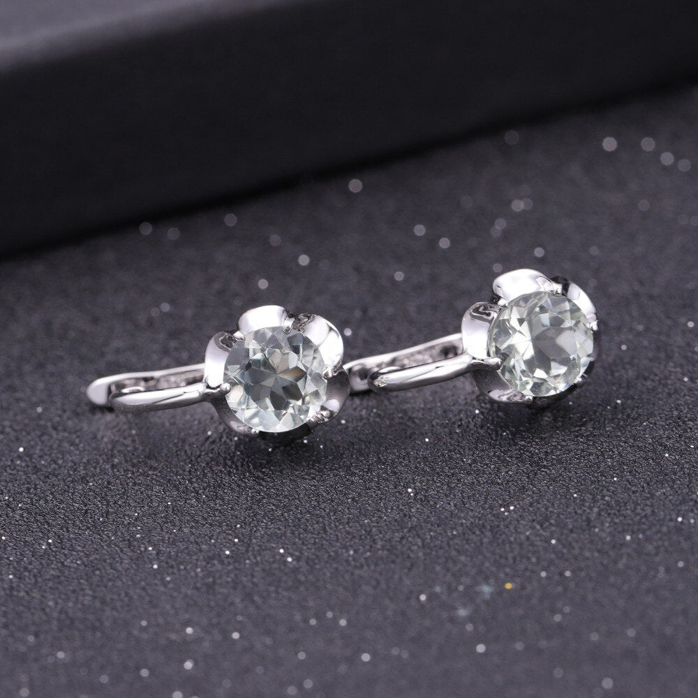GEM&#39;S BALLET 5.47Ct Natural Green Amethyst Stud Earrings 925 Sterling Silver Gemstone Earrings For Women Wedding Fine Jewelry