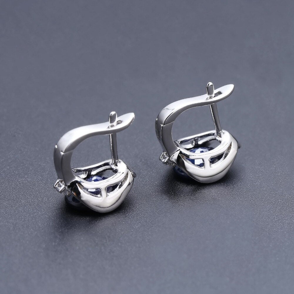 GEM&#39;S BALLET 925 Sterling Silver Stud Earrings 6.48Ct Natural Blue Sapphire Earrings For Women Engagement Jewelry New Brand