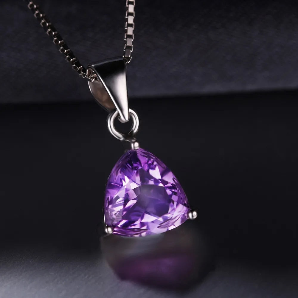 JewelryPalace 1.6ct Natural Amethyst 925 Sterling Silver Pendant Necklace for Women Fashion Gemstone Choker Without Chain