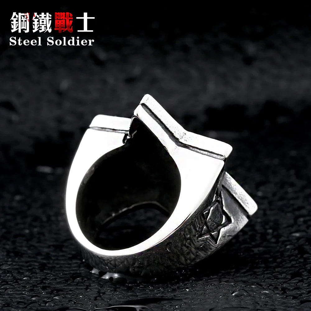 star of david stainless steel Ring Super High Quality Fashion hot sale stone men jewelry