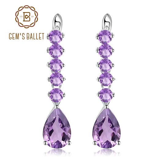 Gem's Ballet 8.91Ct Natural Amethyst Vintage Long Earrings 925 Sterling Silver Gemstone Drop Earrings For Women Fine Jewelry