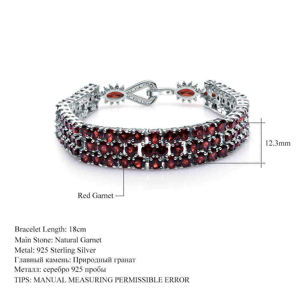 GEM'S BALLET 30.80Ct Natural Red Garnet Gemstone Bracelet Genuine 925 Sterling Silver Bracelets & Bangles For Women Fine Jewelry