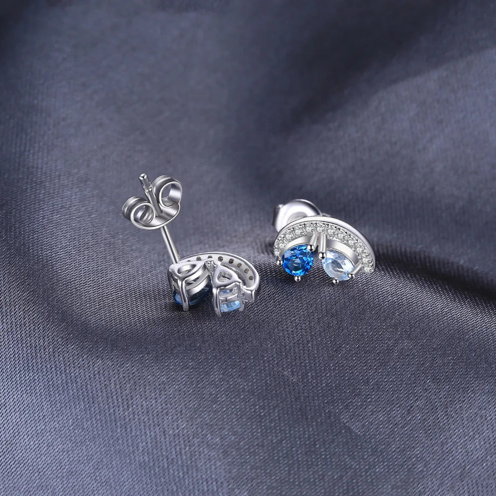 JewelryPalace Pear Natural Sky London Blue Topaz 925 Sterling Silver Stud Earrings for Woman Statement Fashion Gemstone Jewelry