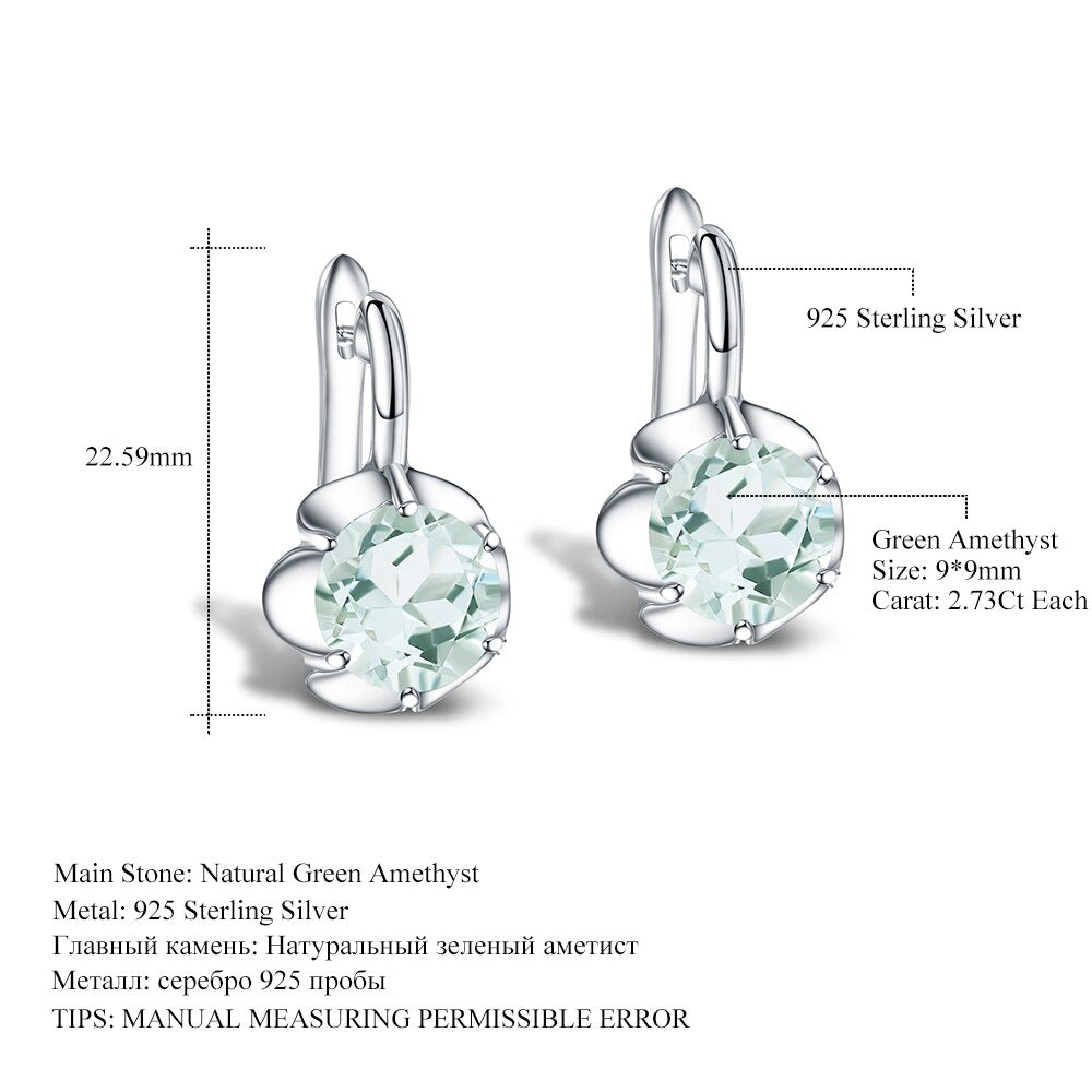 GEM&#39;S BALLET 5.47Ct Natural Green Amethyst Stud Earrings 925 Sterling Silver Gemstone Earrings For Women Wedding Fine Jewelry