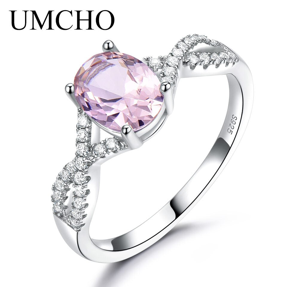 UMCHO Classic 925 Sterling Silver Oval Gemstone Nano Emerald Ring Female Engagement Party Birthday Gift Anniversary Ring RUJ099M-1