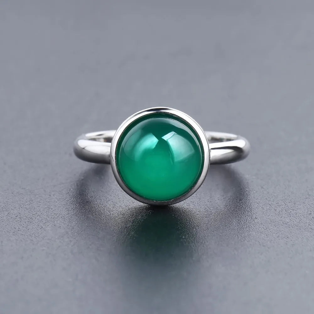 Gem's Ballet Natural Green Agate Gemstone Ring 585 14K 10K 18K Gold 925 Silver Green Onyx Rings For Women Fine Jewelry