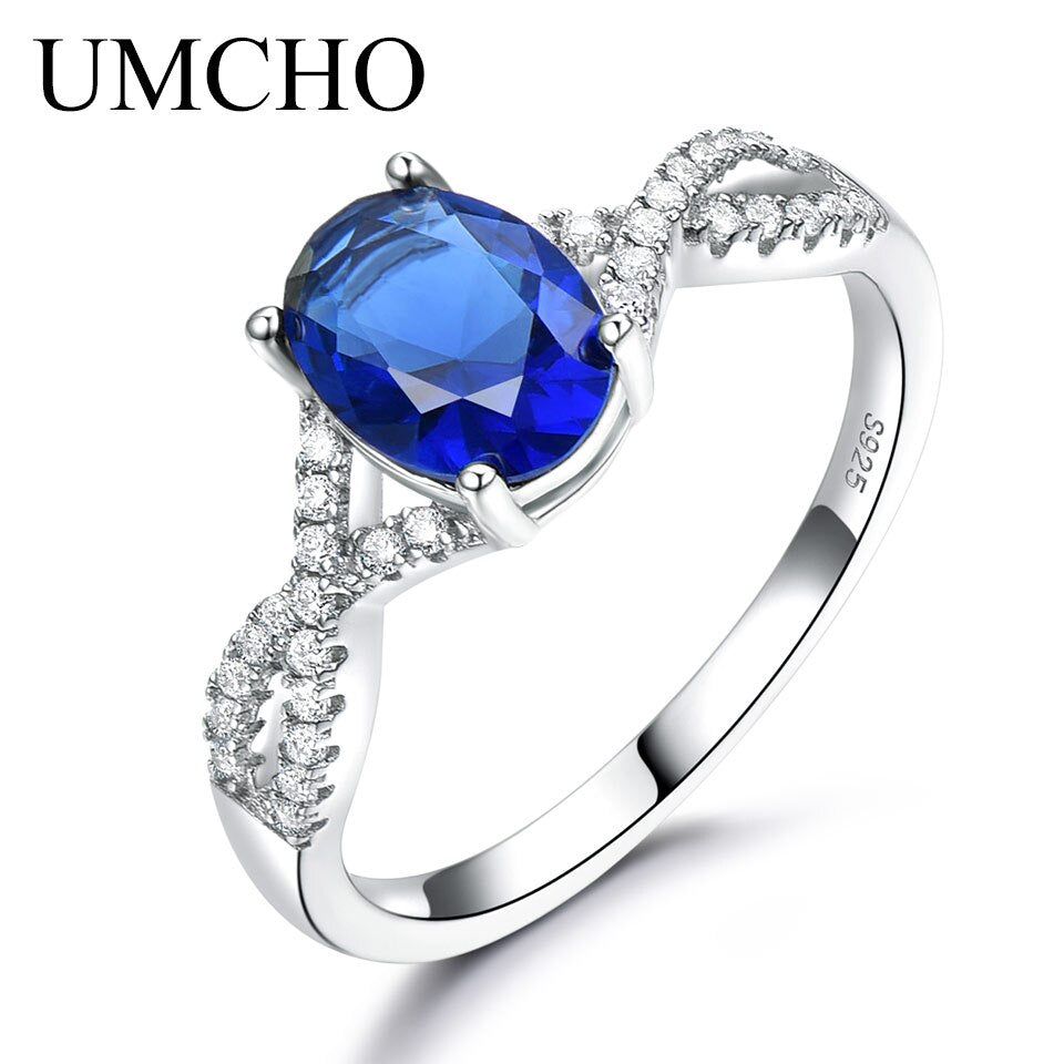 UMCHO Classic 925 Sterling Silver Oval Gemstone Nano Emerald Ring Female Engagement Party Birthday Gift Anniversary Ring RUJ099S-1