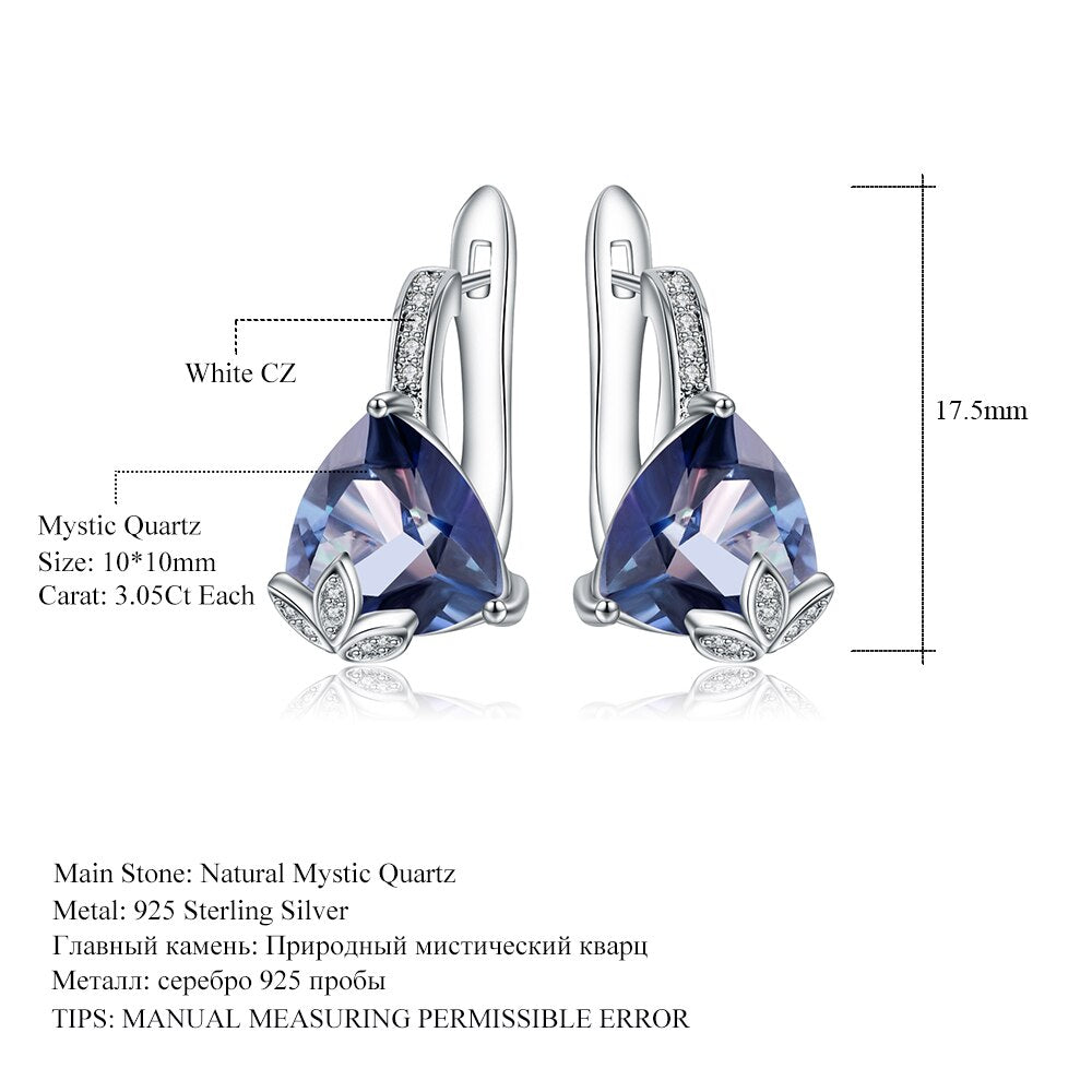 GEM&#39;S BALLET 6.10Ct Natural Iolite Blue Mystic Quartz Triangle Earrings 925 Sterling Silver Stud Earrings For Women Engagement