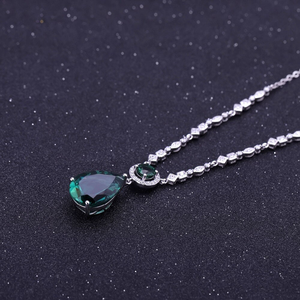 GEM&#39;S BALLET Luxury 11.49Ct Nano Green Amethyst Vintage Pendant For Women 925 Sterling Silver Water Drop Necklace Fine Jewelry