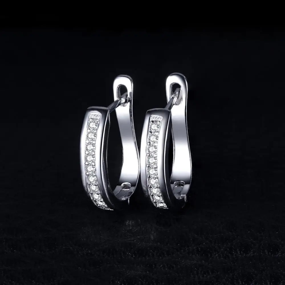 JewelryPalace Channel Eternity 925 Sterling Silver Cubic Zirconia Fashion Clip Earrings for Women