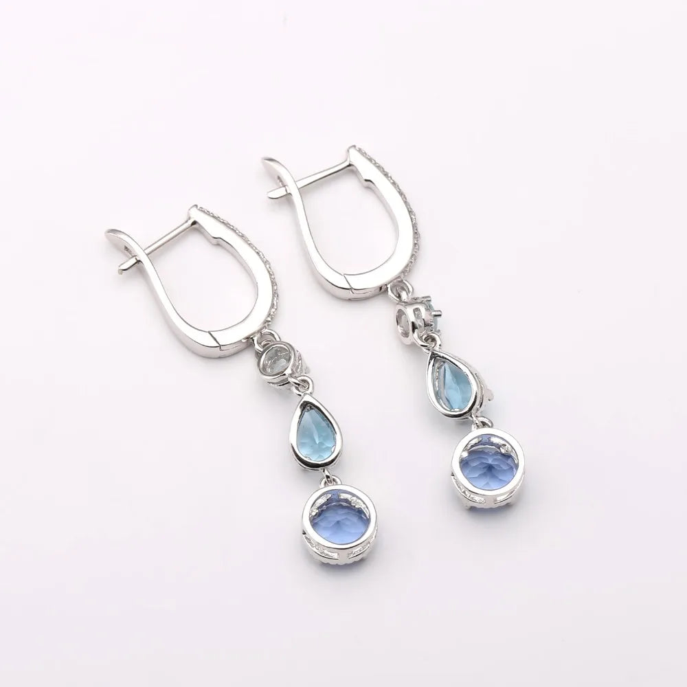 GEM'S BALLET Natural Color-Change Fluorite Mix Gemstone Drop Earrings 100% Genuine 925 sterling silver Fine Jewelry For Women