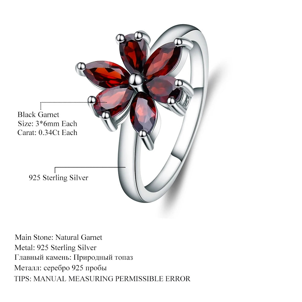 Gem's Ballet 585 14K 10K 18K Gold 925 Silver Ring Natural Garnet Rings Trendy Romantic Flower Engagement Rings For Women Party