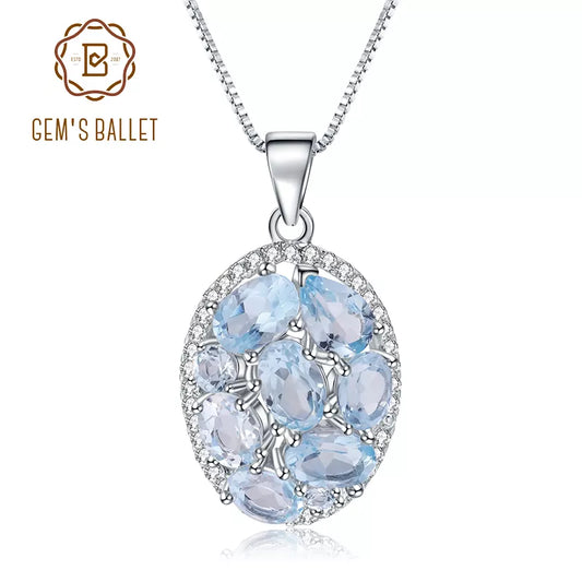 GEM'S BALLET 3.90Ct Natural Sky Blue Topaz Gemstone Elegant Pendant Necklace for Women Fine Jewelry 925 Sterling Silver Collier CHINA