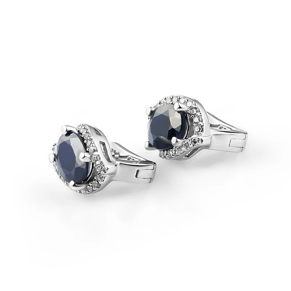 Gem's Ballet 3.26C Natural Blue Sapphire Gemstone Vintage Stud Earrings 925 Sterling Silver Fine Jewelry For Women Drop Shipping