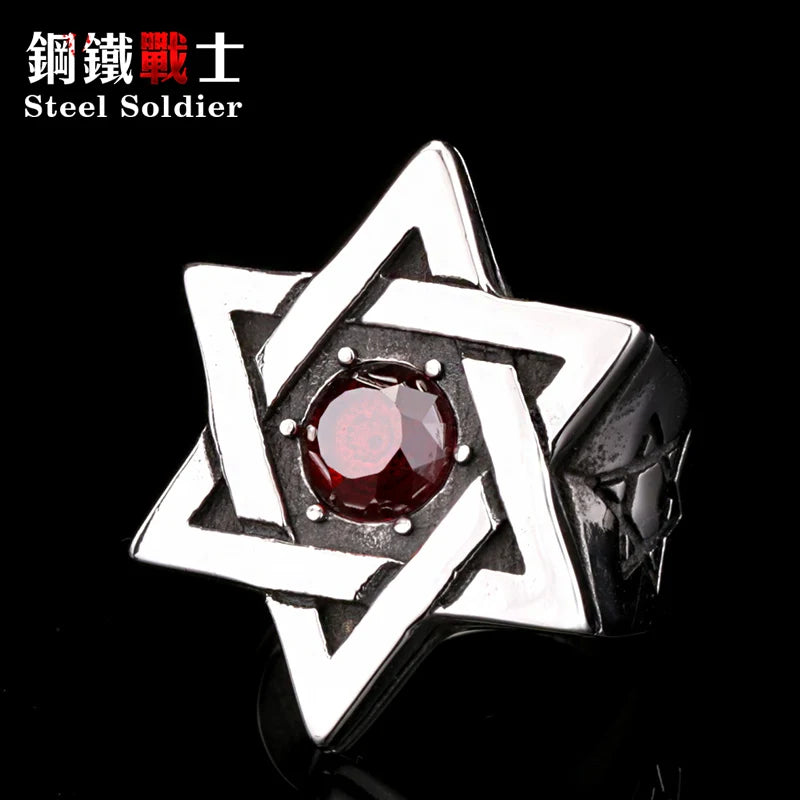 star of david stainless steel Ring Super High Quality Fashion hot sale stone men jewelry